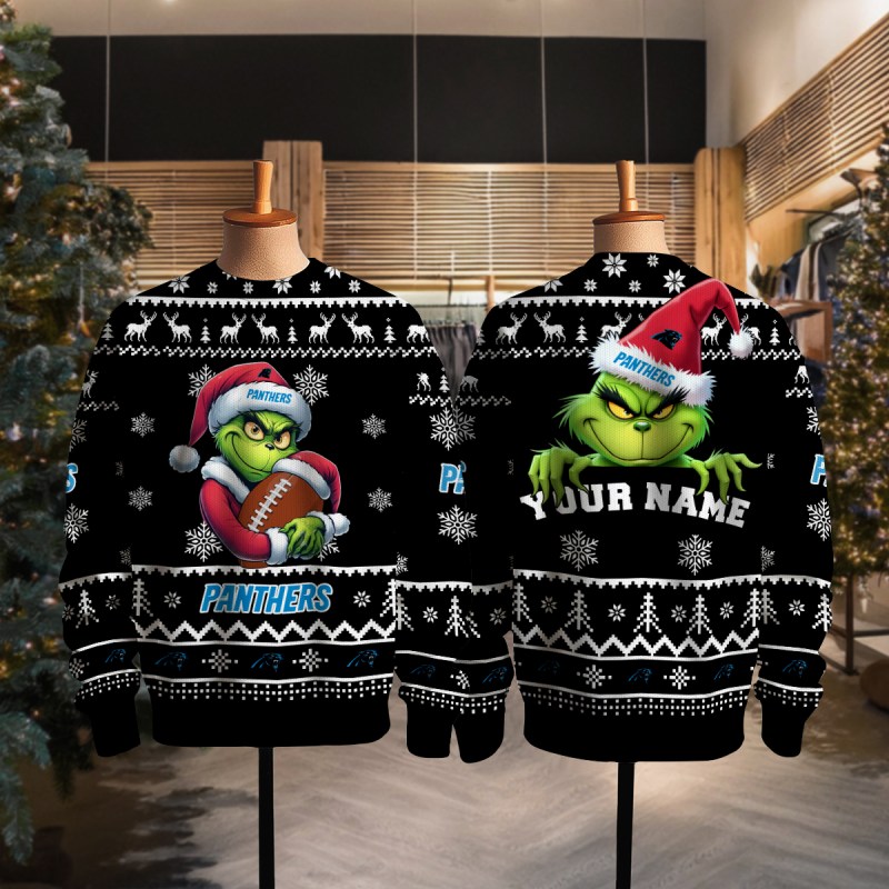 Carolina Panthers Ugly Christmas Sweater Full View
