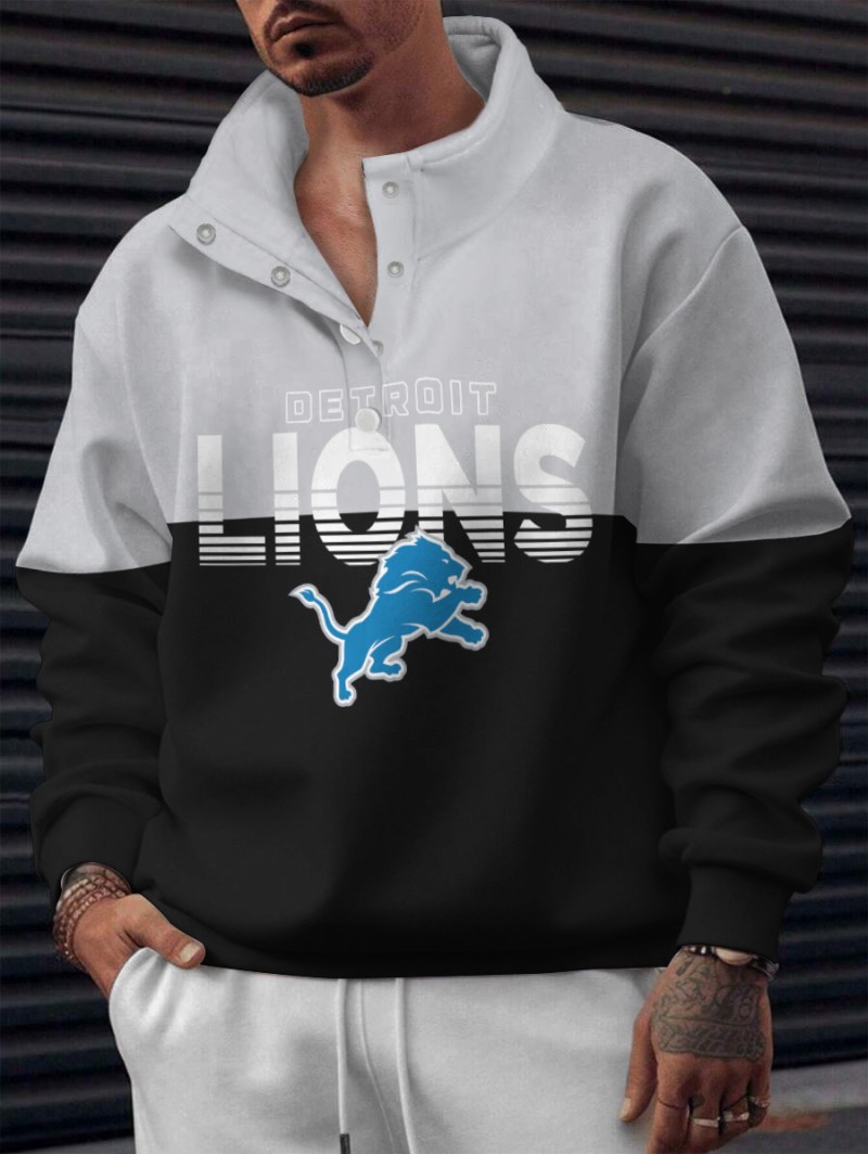 Detroit Lions Casual Colorful Stand Collar Sweatshirt