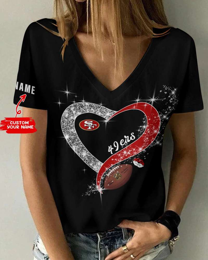 San Francisco 49ers Personalized Summer V-neck Women T-shirt