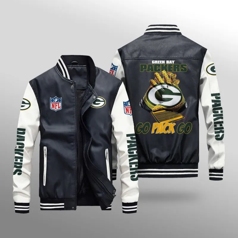 Green Bay Packers Leather Bomber Jacket