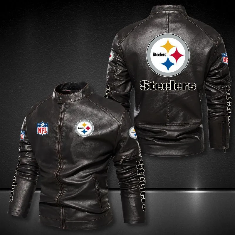 Pittsburgh Steelers Stand-Up Collar Leather Jacket