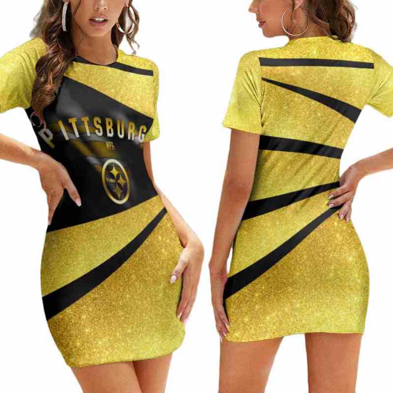 Pittsburgh Steelers Short Sleeve Bodycon Mini Dress
