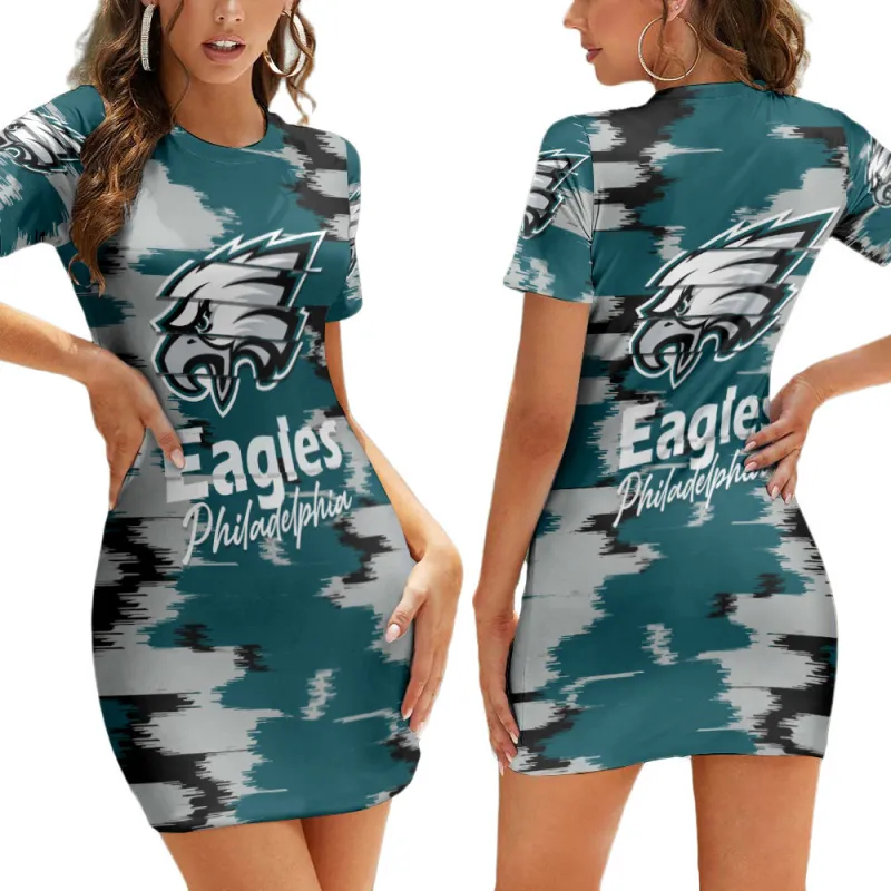 Philadelphia Eagles Short Sleeve Bodycon Mini Dress