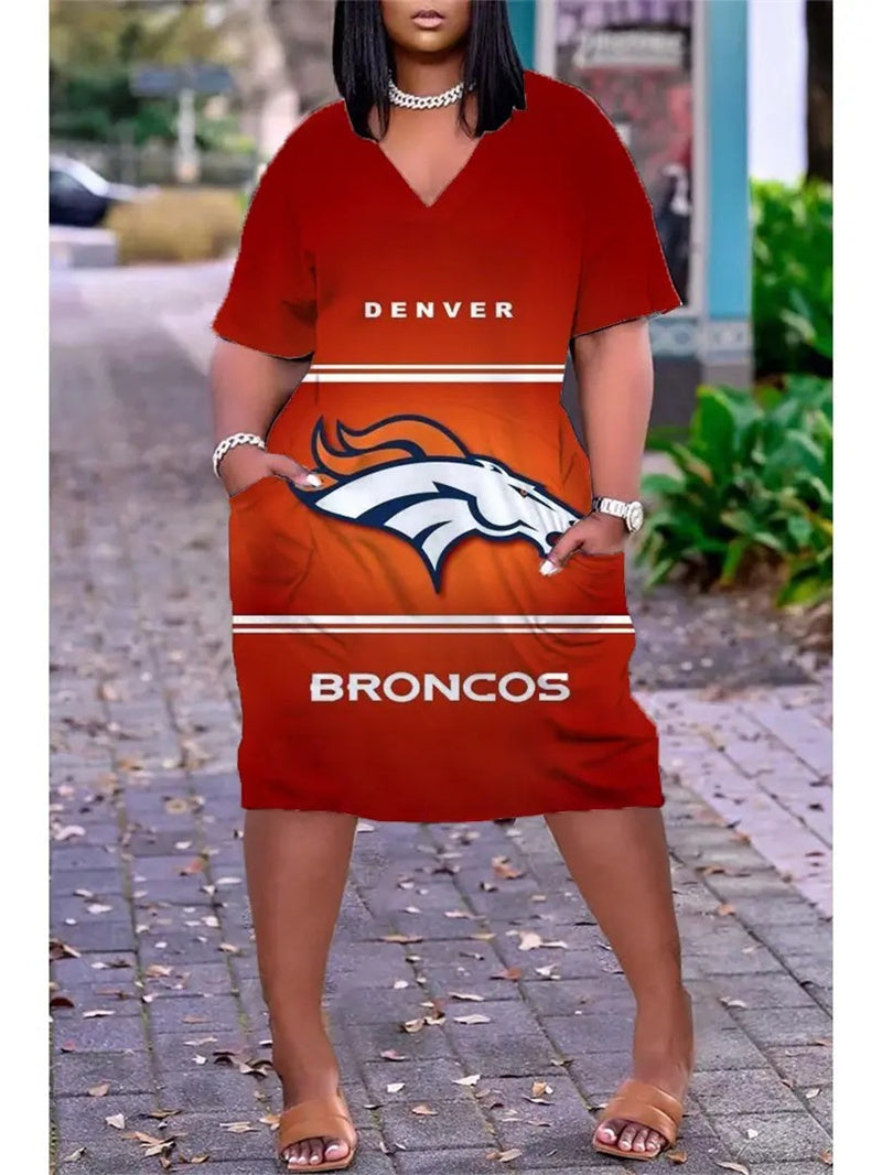 Denver Broncos V-neck Casual Pocket Dress