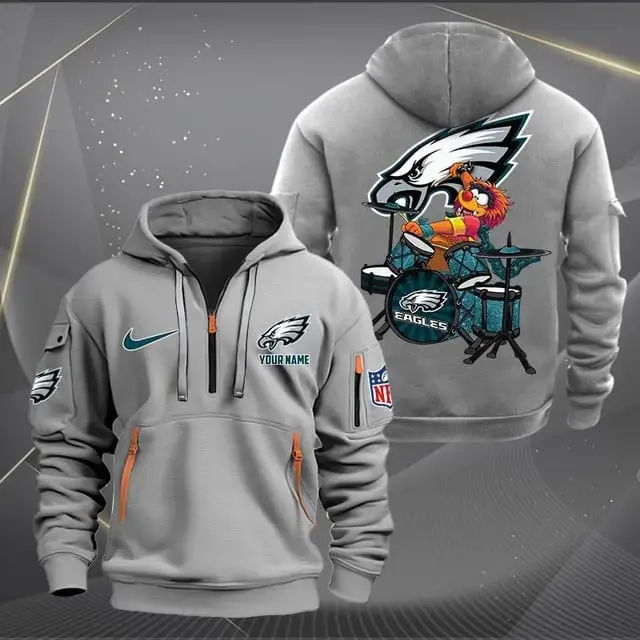 Philadelphia Eagles Premium Personalized Quarter Zip Hoodie AZBTCQZH000026