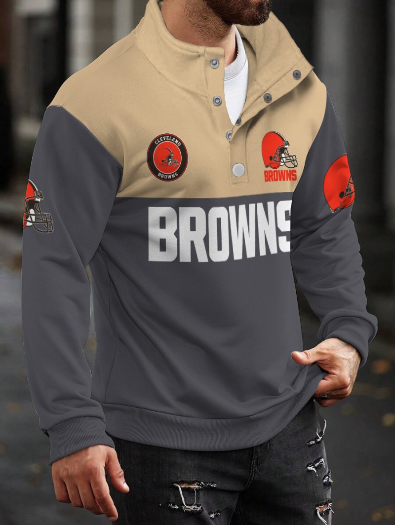 Cleveland Browns Casual Colorful Stand Collar Sweatshirt