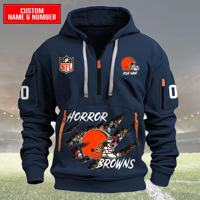 Cleveland Browns Halloween Horror Hoodie in Navy
