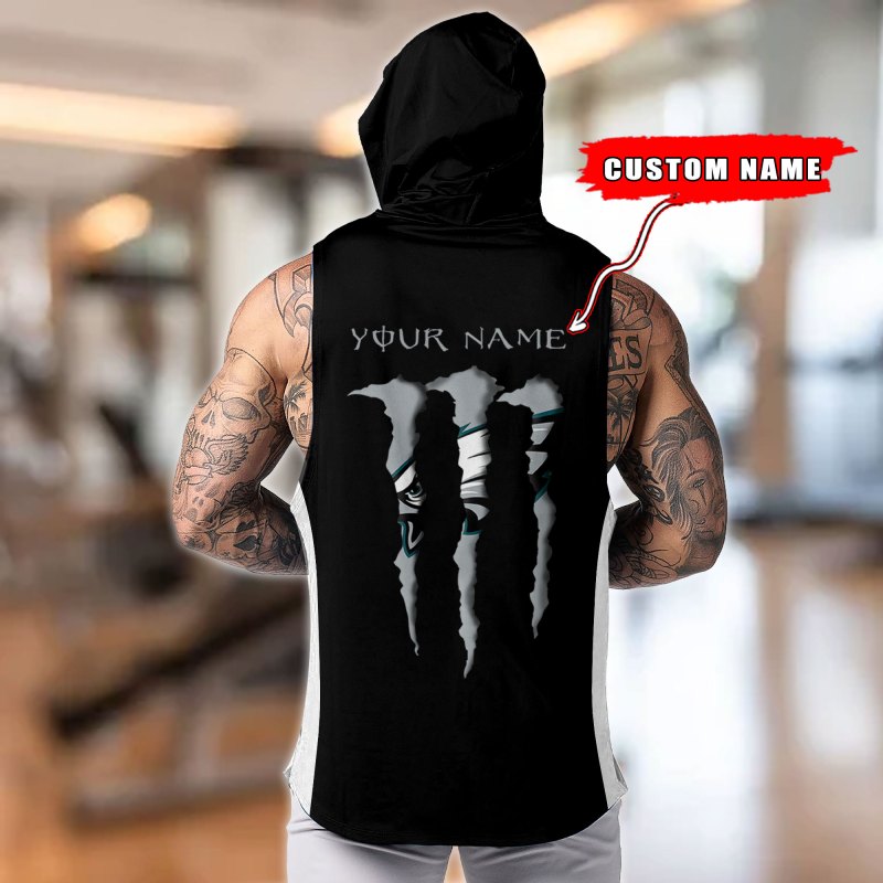 Philadelphia Eagles Personalized Men Workout Hooded Tank Top Image 7
