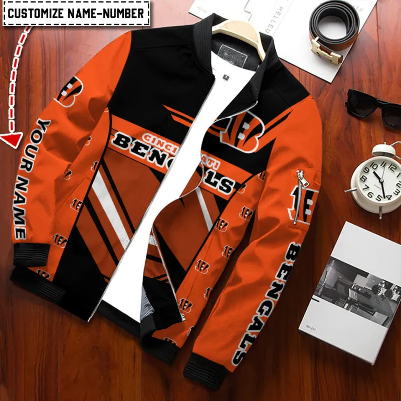 Cincinnati Bengals Personalized Bomber Jacket Style View