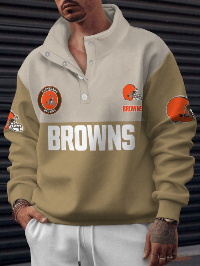 Cleveland Browns Casual Colorful Stand Collar Sweatshirt