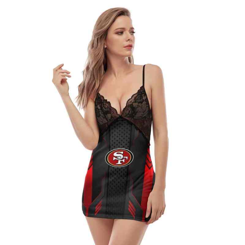 Stylish San Francisco 49ers Lace Back Strap Slip Dress
