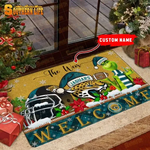 Jacksonville Jaguars Christmas Personalized Doormat