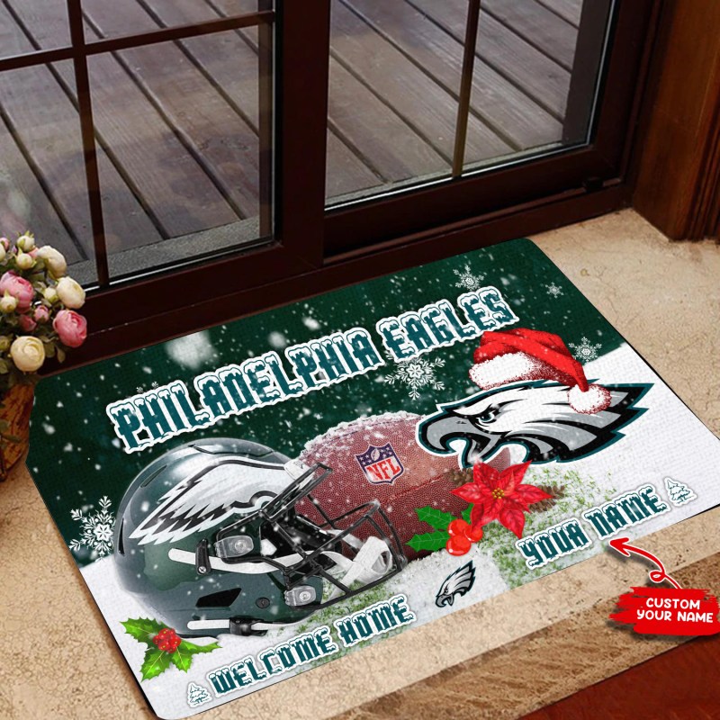 Philadelphia Eagles Christmas Personalized Doormat
