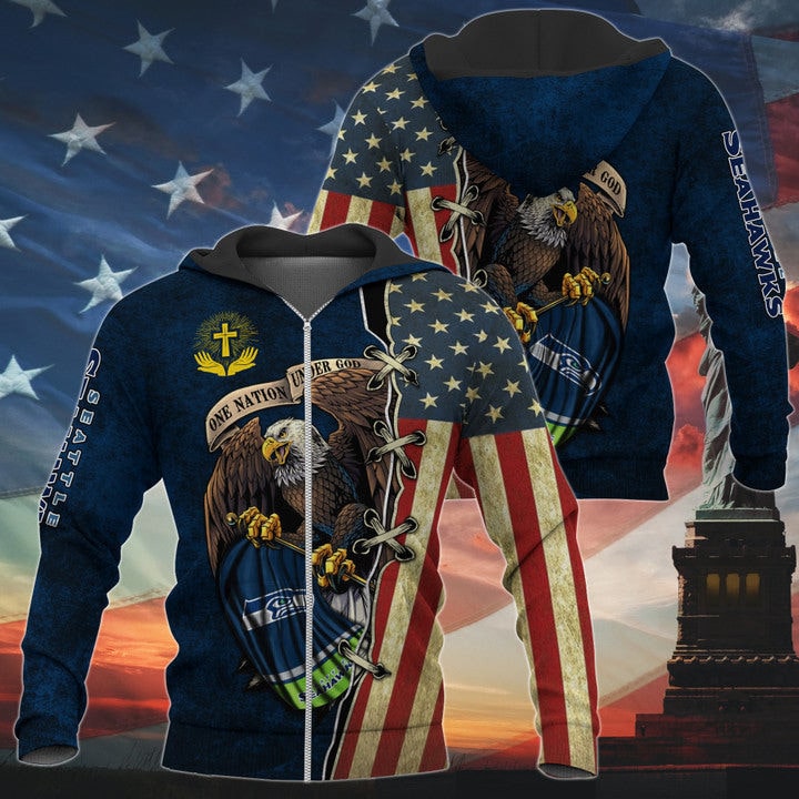 One Nation Under God Seattle Seahawks Hoodie