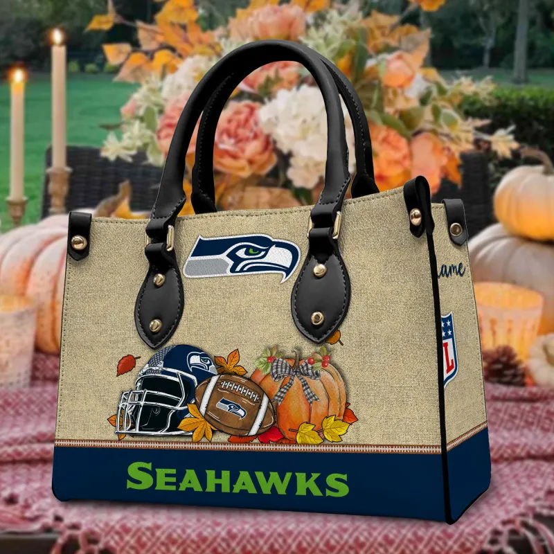 Seattle Seahawks Personalized Leather Hand Bag