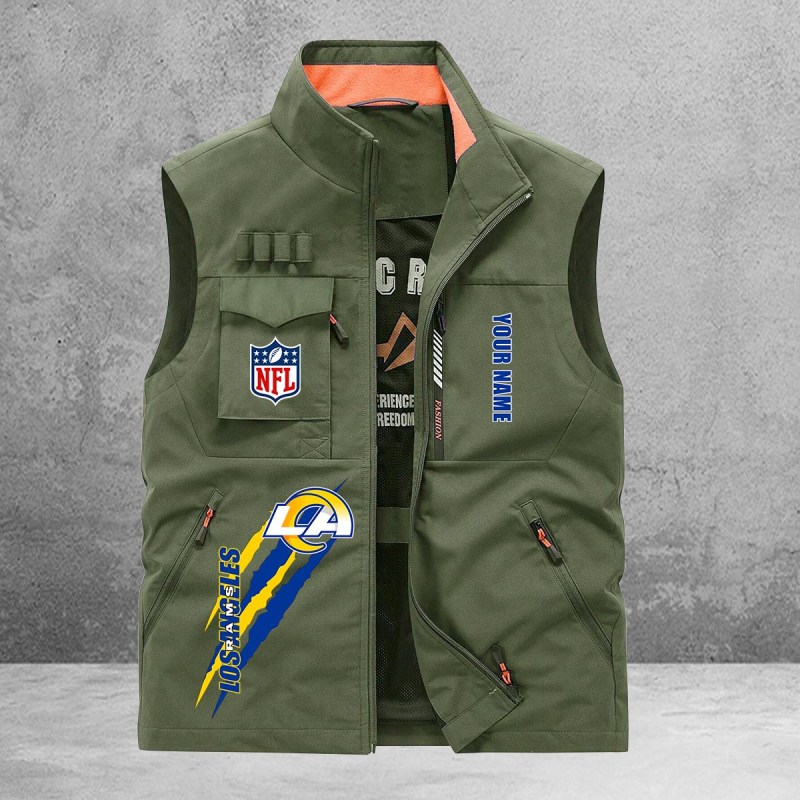 Los Angeles Rams Personalized Multi-Pockets Vest Image 3