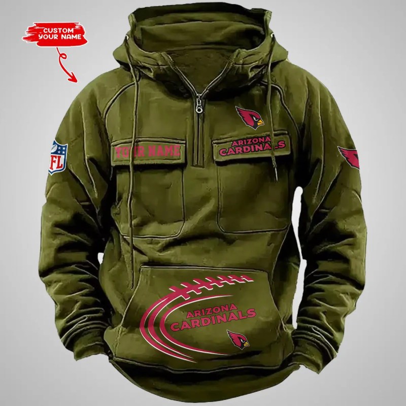 Arizona Cardinals Multi-Pockets Zip Hoodie Image 3