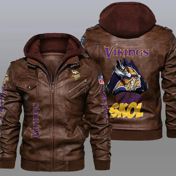 Minnesota Vikings Leather Jacket 21 Back View