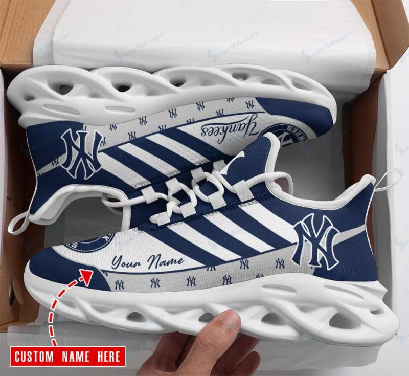 New York Yankees Personalized Yezy Running Sneakers Back View