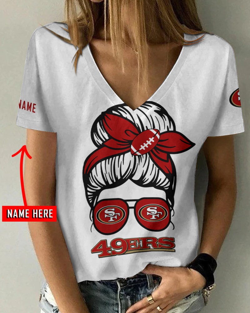 San Francisco 49ers Personalized V-neck T-shirt