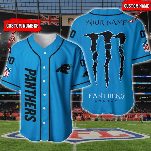 Carolina Panthers Personalized Baseball Jersey Front