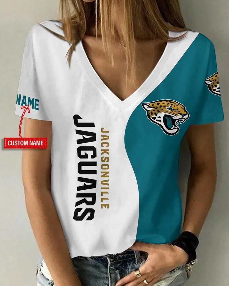 Jacksonville Jaguars Women V-neck T-shirt 1