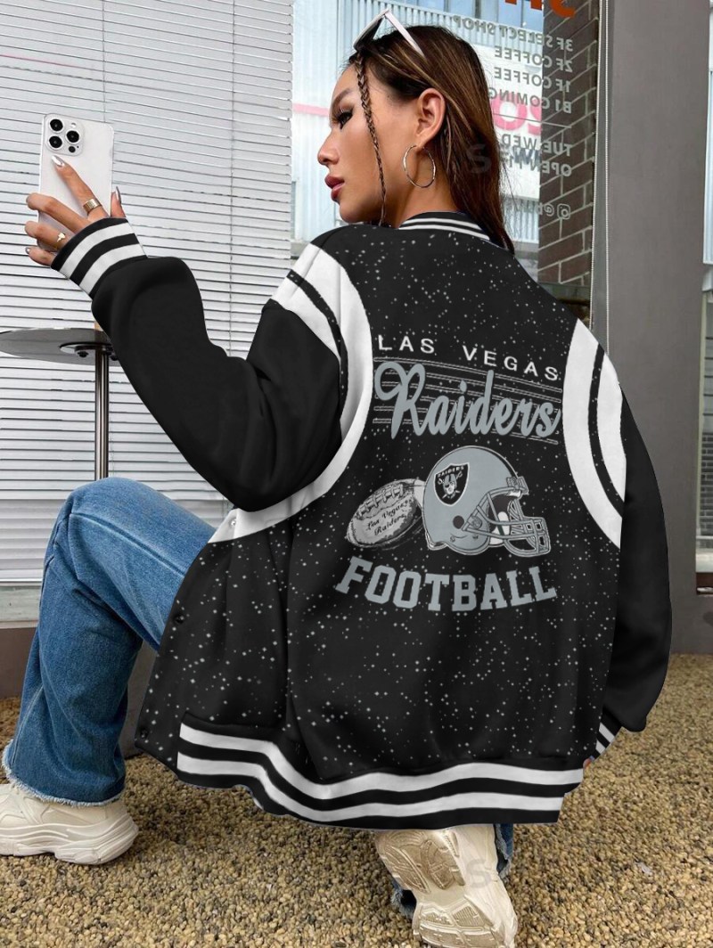 Las Vegas Raiders Varsity Jacket Back View