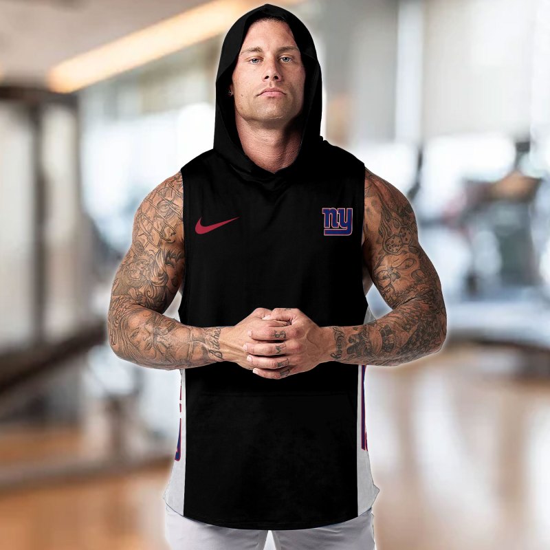 New York Giants Personalized Men's Workout Hooded Tank Top 6