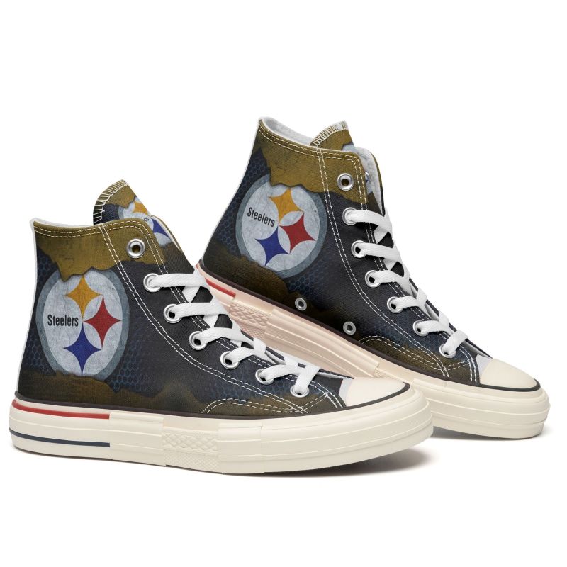 Pittsburgh Steelers High Top Canvas Shoes Side View