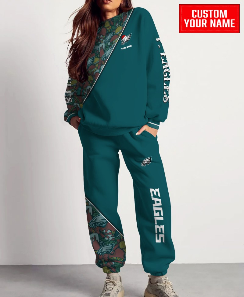 Philadelphia Eagles Christmas Pattern Unisex Combo Sweatshirt And Sweatpants