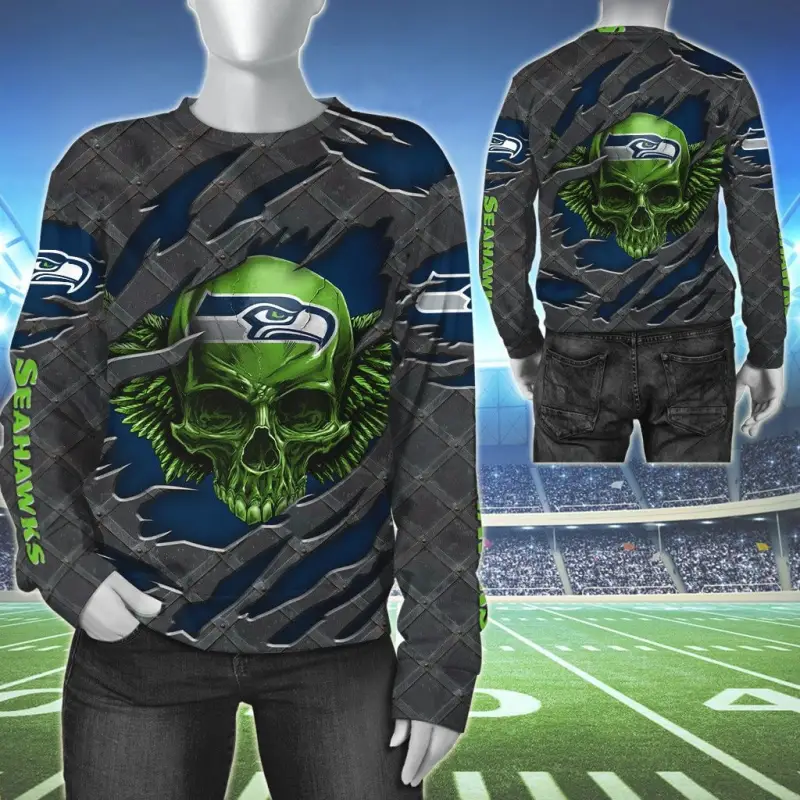 Seattle Seahawks Ugly Christmas Sweater - Back View