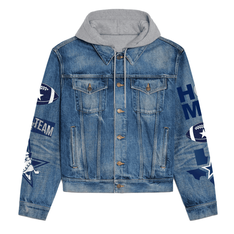 Dallas Cowboys Hooded Denim Jacket Front View