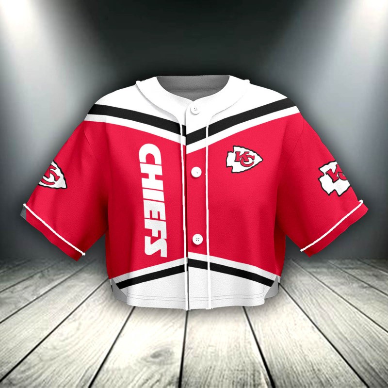 Kansas City Chiefs Crop Top Baseball Jersey