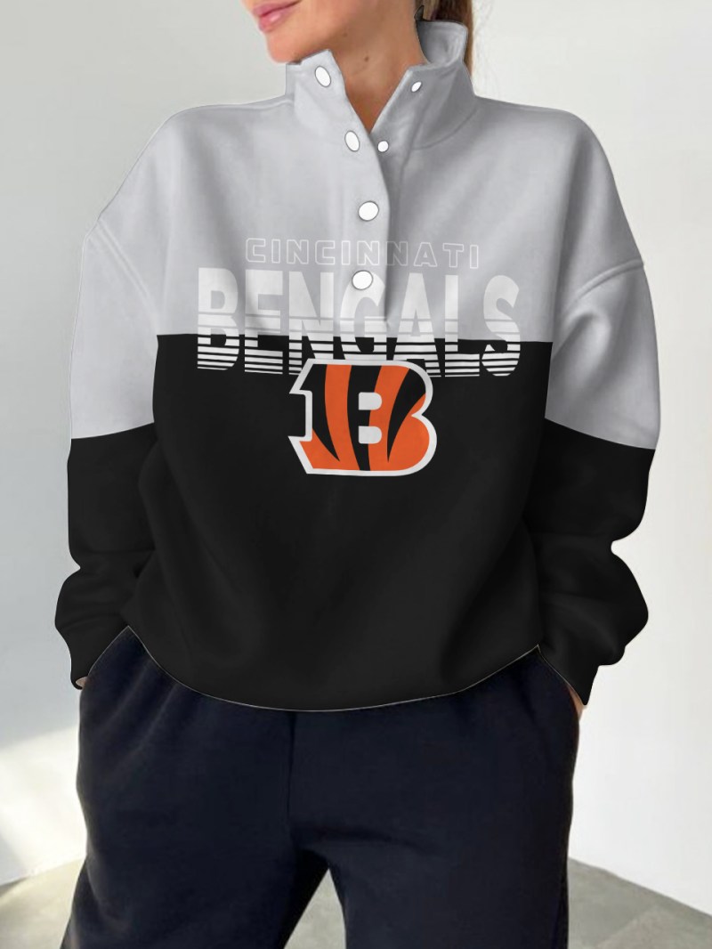 Cincinnati Bengals Casual Colorful Stand Collar Sweatshirt