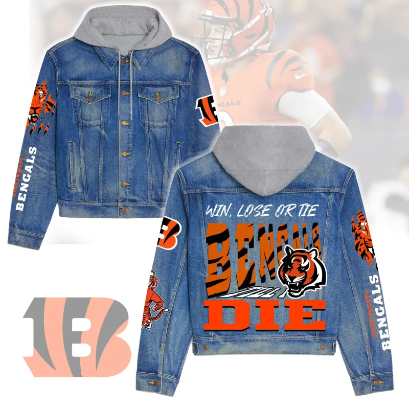 Cincinnati Bengals Premium Hooded Denim Jacket