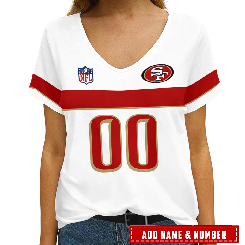 San Francisco 49ers Personalized V-neck Women T-shirt