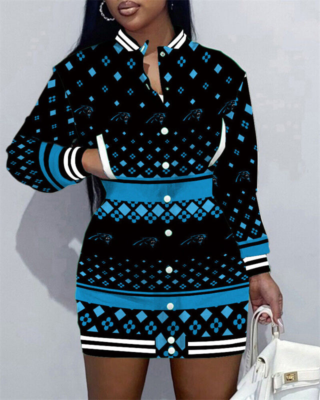 Carolina Panthers Women's Button Down Jacket Dress