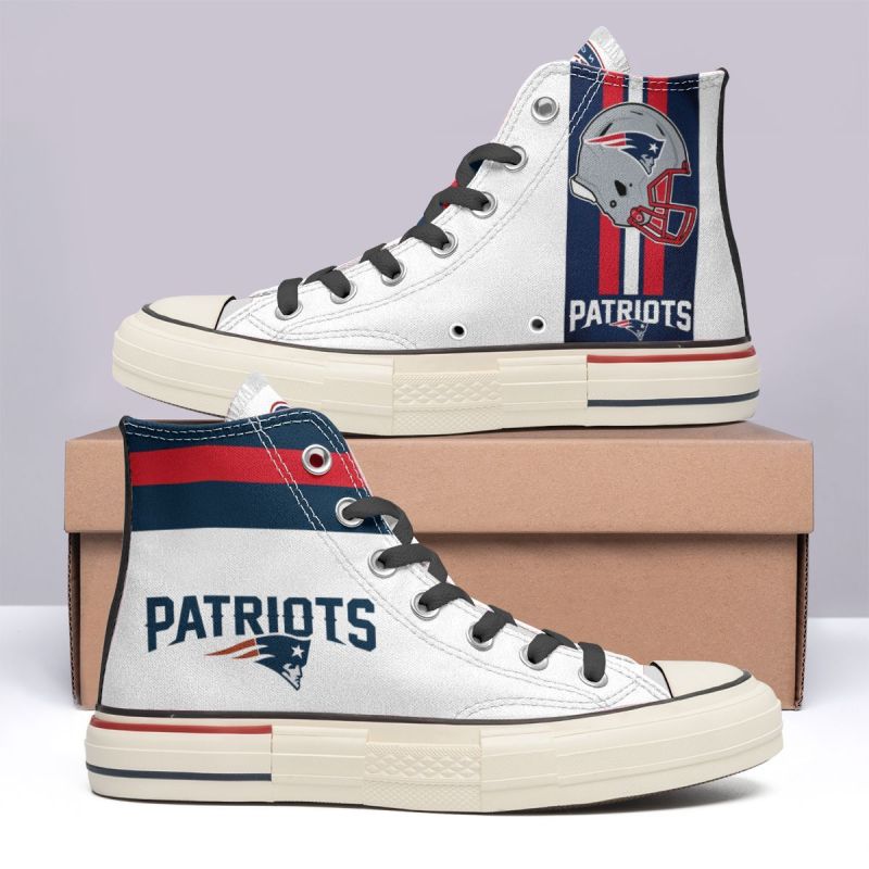 New England Patriots High Top Canvas Shoes Side View