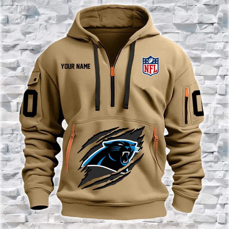 Carolina Panthers Personalized Quarter Zip Hoodie
