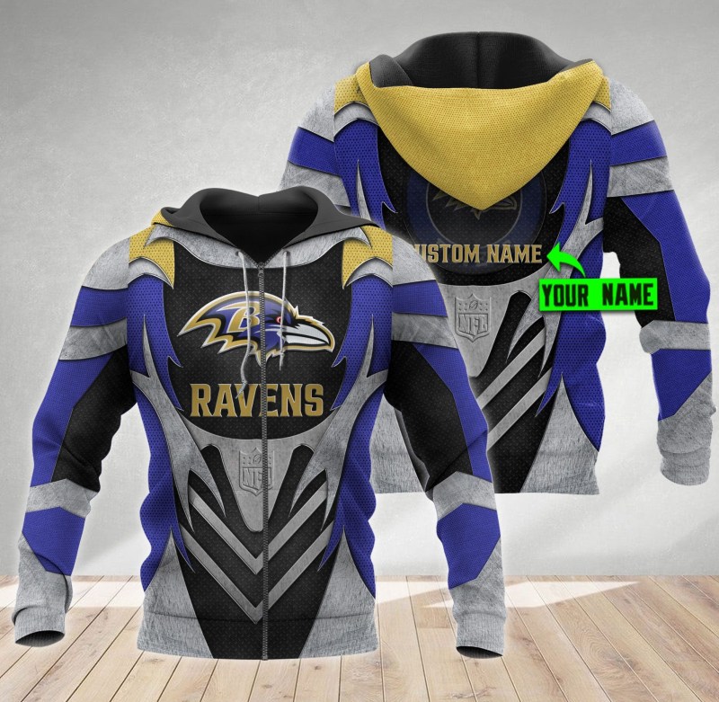 Baltimore Ravens Personalized All Over Printed Ugly Christmas Sweater Front View