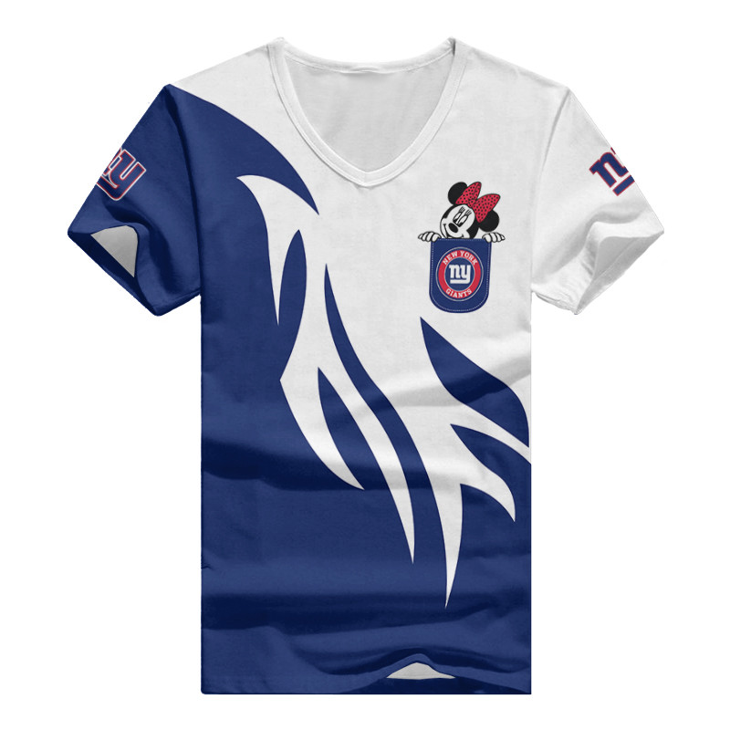 New York Giants Personalized V-neck Women's T-shirt - Side View