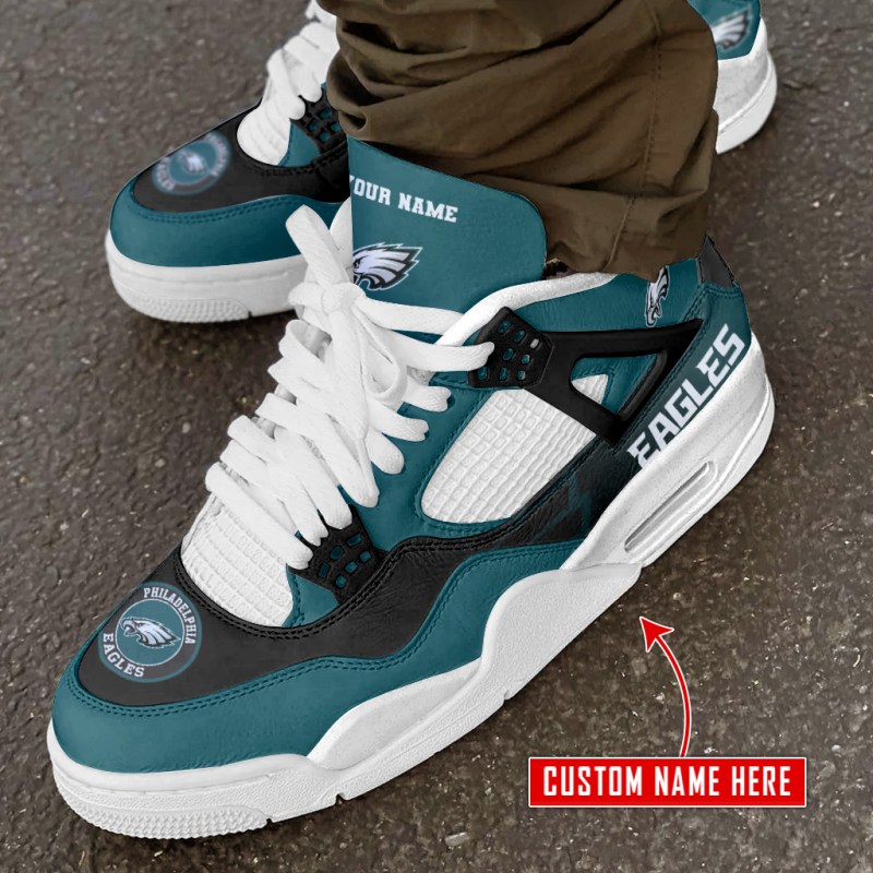 Philadelphia Eagles Personalized AJ4 Sneaker Back View