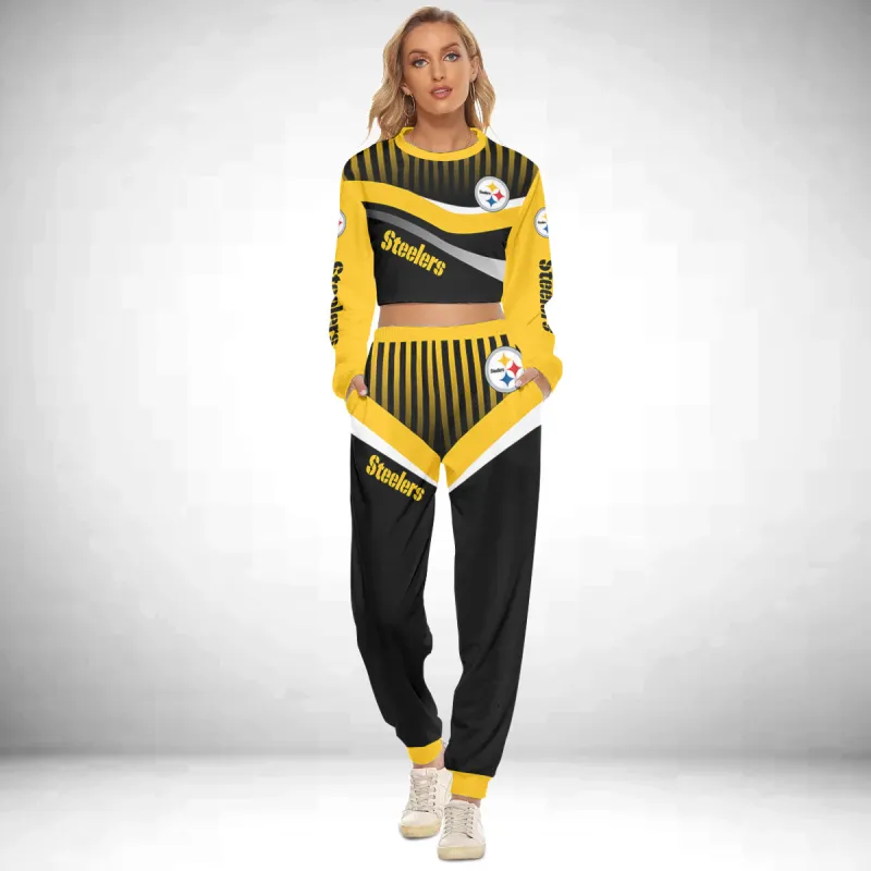 Pittsburgh Steelers Crop Sweatshirt Suit Image 3