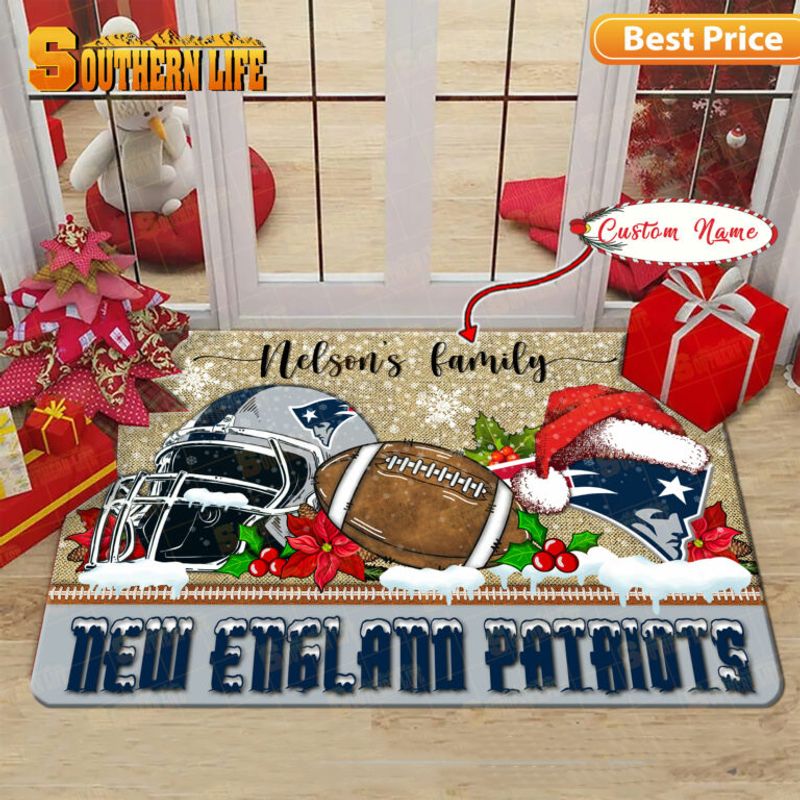 New England Patriots Christmas Personalized Doormat
