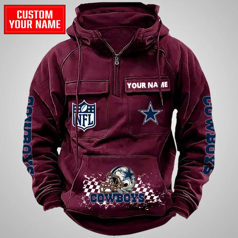 Dallas Cowboys Halloween Collection Multi-Pockets Zip Hoodie AZCAMZHD000005