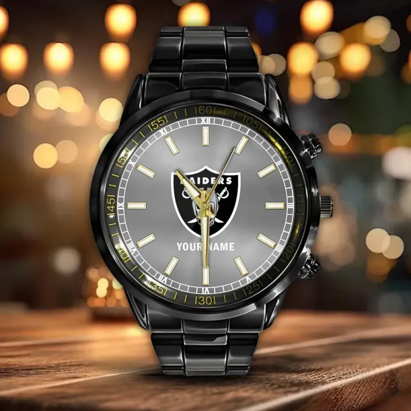 Las Vegas Raiders Black Fashion Watch Detailed View