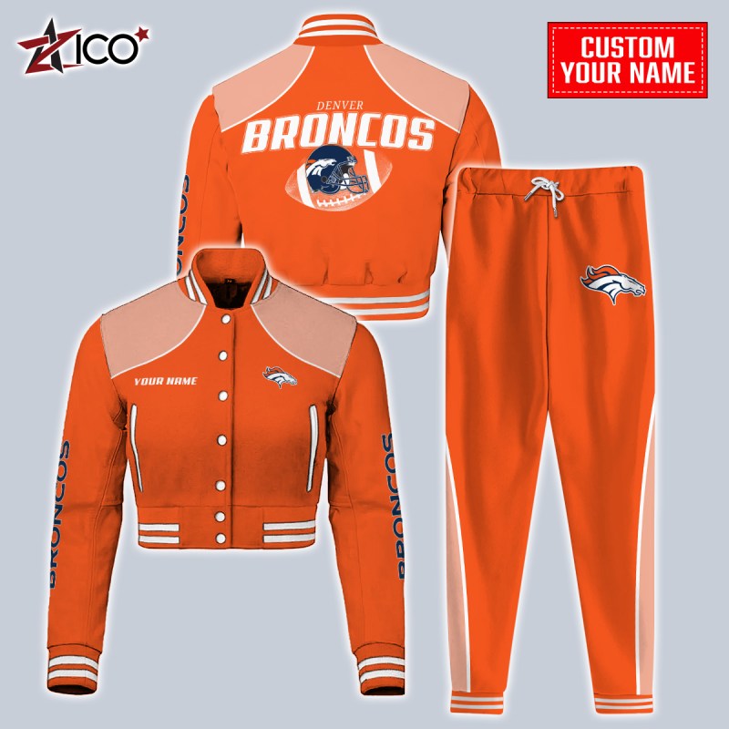 Denver Broncos Combo Crop Varsity Jacket And Sweatpants Full View