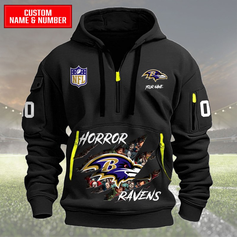 Baltimore Ravens Quarter Zip Hoodie Black