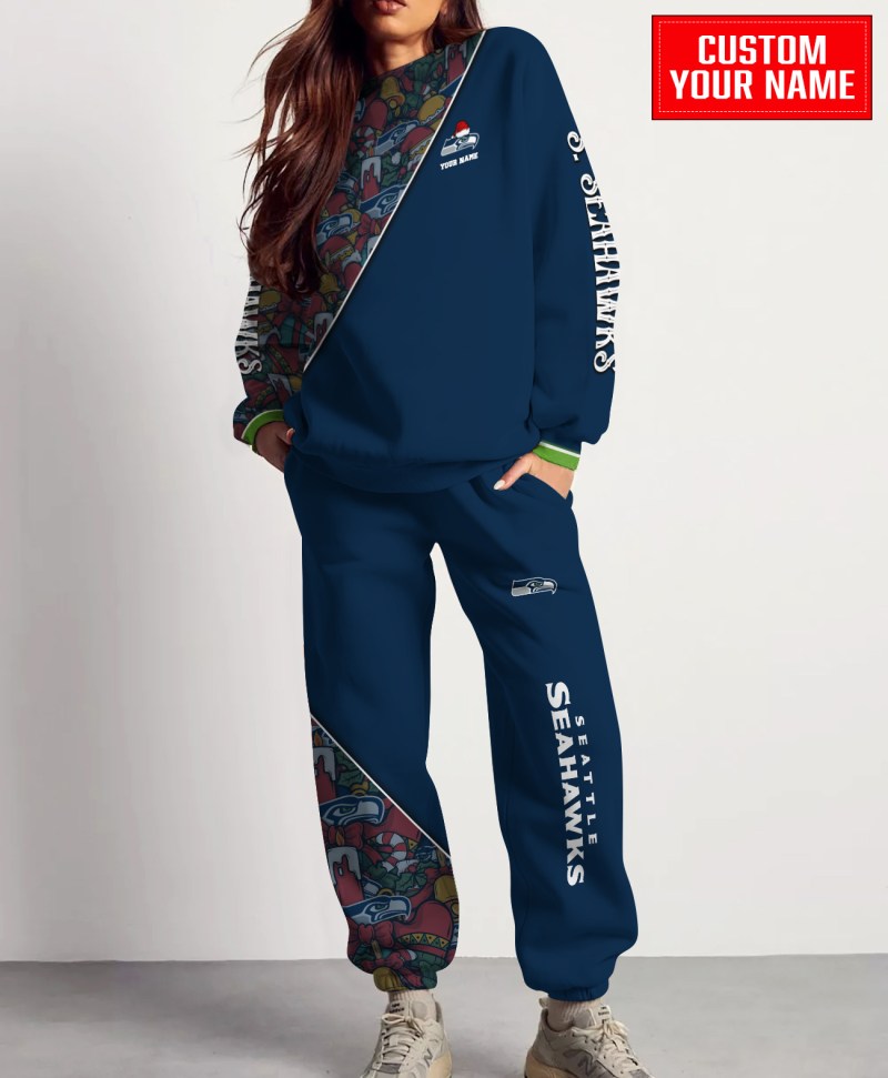 Seattle Seahawks Ugly Christmas Sweater - Unisex Combo Sweatshirt and Sweatpants