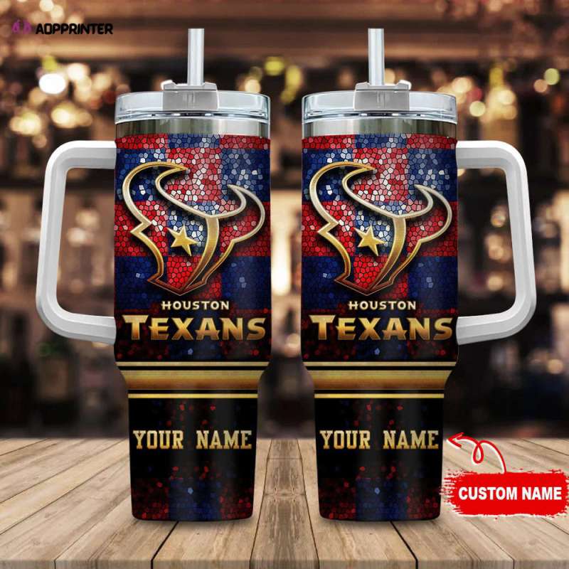 Houston Texans Personalized NFL Glitter 40oz Stanley Tumbler Gift for Fans